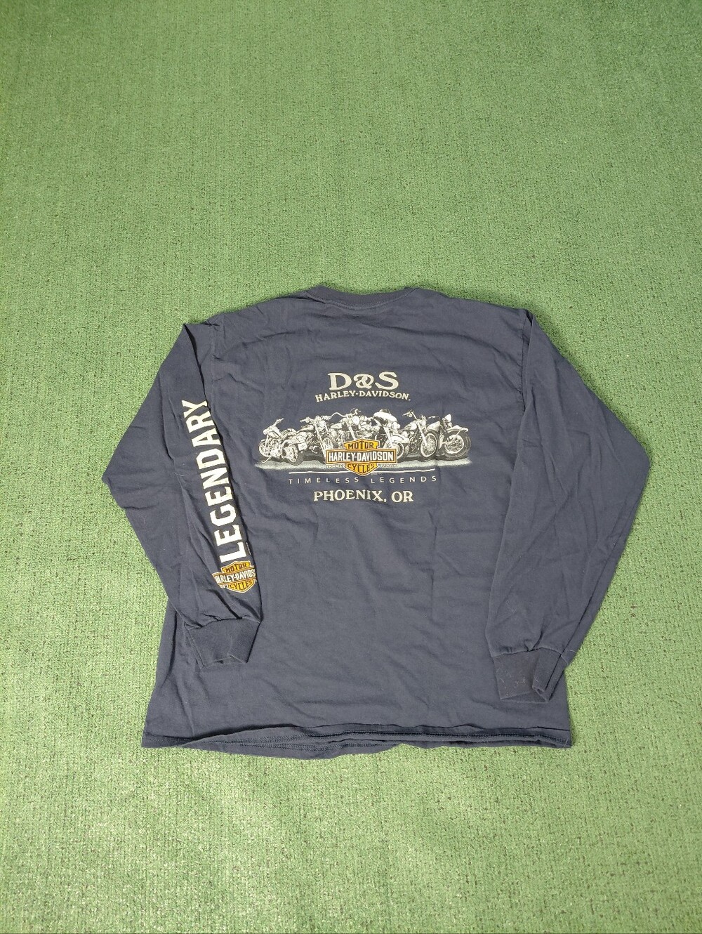 Harley Davidson "Timeless Legends" Phoenix Oregon Motorcycle Biker Navy Blue Lon